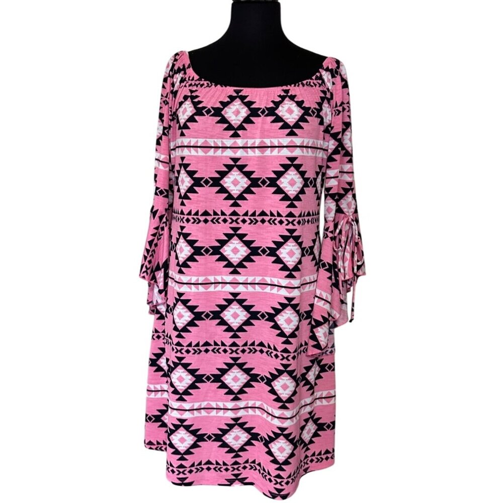 Women's TEE FOR THE SOUL Brand Shift Dress Geometric Print Poly Blend Size M